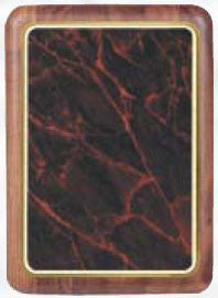 Walnut  Plaque with Rounded Corners & Marble Plate 7x9, inch Red, Black, Green or Blue