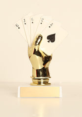 Color Poker Hand Figure on Base 6" Trophy