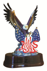 Eagle with two Flags, Painted 11 inch
