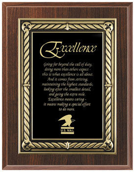 Cherry Finish Plaque with Black with Gold Border Plate 7x9, 8x10, 9x12 inch Red, Black or Blue