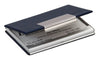 Business Card Case Available in Black / Chrome Steel, Black Leather / Aluminum, or Blue Leather / Aluminum