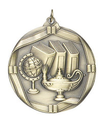 Ribbon Series Sport Medals - 2 1/4 inch  Medal with ribbon  - Lamp Of Knowledge