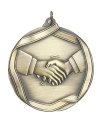 Ribbon Series Sport Medals - 2 1/4 inch  Medal with ribbon  - Handshake