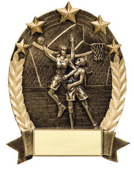 Star Oval Resin Female Basketball 6-1/4 inch. Self standing or Plaque mount