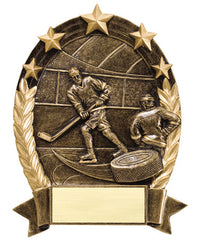 Star Oval Resin Hockey 6-1/4 inch. Self standing or Plaque mount