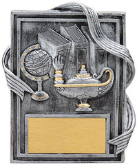 Lamp Of Knowledge Plaque Silver/Gold, 6 inch
