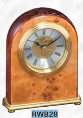 Piano Finish Rosewood and Burl Clock 3-3/4 inch x 5 inch