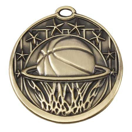 Star Series Sport Medals with ribbon- 2 inch medal - Basketball