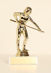Female Pool Shooter Figure on Base 6" Trophy