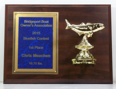 9 x 12 Cherry Finish Plaque with Metal Bluefish Mounted