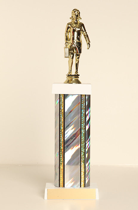 Female Salesperson Square Column Trophy