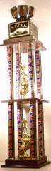 Fantasy Football 4 Post Trophy with 8 inch Nickel Plated Bowl