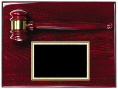 Rosewood Finish Gavel Plaque 9 inch x 12 inch