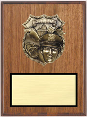 Walnut Veneer Plaque with Police Relief 9 inch x 12 inch