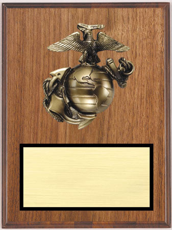 Walnut Veneer Plaque with Marine Relief 9 inch x 12 inch