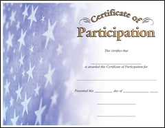 Participation  -   8-1/2  inch x 11inch Certifiate