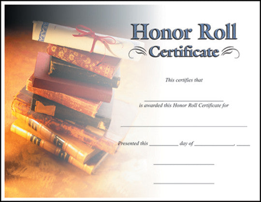 Honor Roll  -   8-1/2  inch x 11inch Certifiate