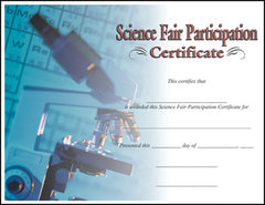 Science Fair Participation  -   8-1/2  inch x 11inch Certifiate