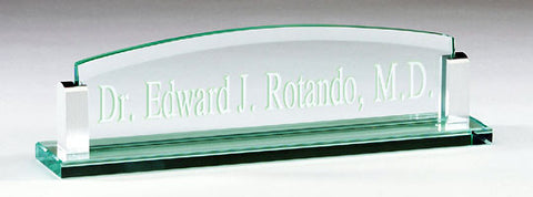 Glass Desk Name Plate 10 inch x 2-1/2 inch