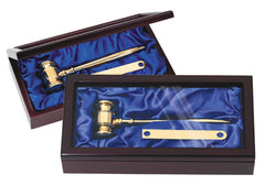 8 inch Solid Brass Gavel Set