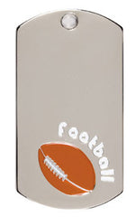 Silver Dogtags - 1-1/8 inches x 2 inches - Football