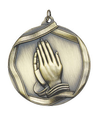 Ribbon Series Sport Medals - 2 1/4 inch  Medal with ribbon  - Praying Hands