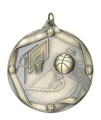 Ribbon Series Sport Medals - 2 1/4 inch  Medal with ribbon  - Basketball