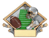Football Resin Diamond Plate, 7-1/2  inch x 6 inch - Stand or Hang