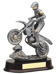 Male Motorcycle, Silver with Gold Trim 9 inch