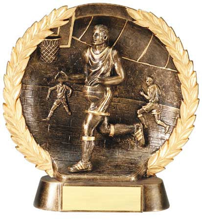 Male Basketball High Relief Resin Plate 5-1/2  inch or 7-1/2  inch