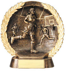 Female Basketball High Relief Resin Plate 5-1/2  inch or 7-1/2  inch