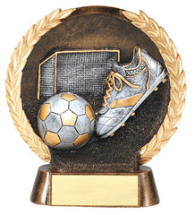 Male Soccer High Relief Resin Plate 5-1/2  inch with Silver Accents
