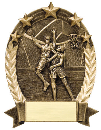 Star Oval Resin Male Basketball 6-1/4 inch. Self standing or Plaque mount