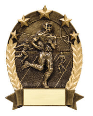 Star Oval Resin Male Football 6-1/4 inch. Self standing or Plaque mount