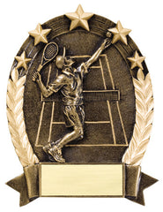 Star Oval Resin Male Tennis 6-1/4 inch. Self standing or Plaque mount