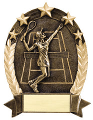 Star Oval Resin Female Tennis 6-1/4 inch. Self standing or Plaque mount