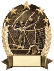 Star Oval Resin Female Volleyball 6-1/4 inch. Self standing or Plaque mount