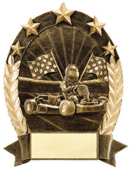 Star Oval Resin Go-Kart 6-1/4 inch. Self standing or Plaque mount