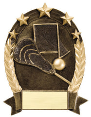 Star Oval Resin Lacrosse 6-1/4 inch. Self standing or Plaque mount